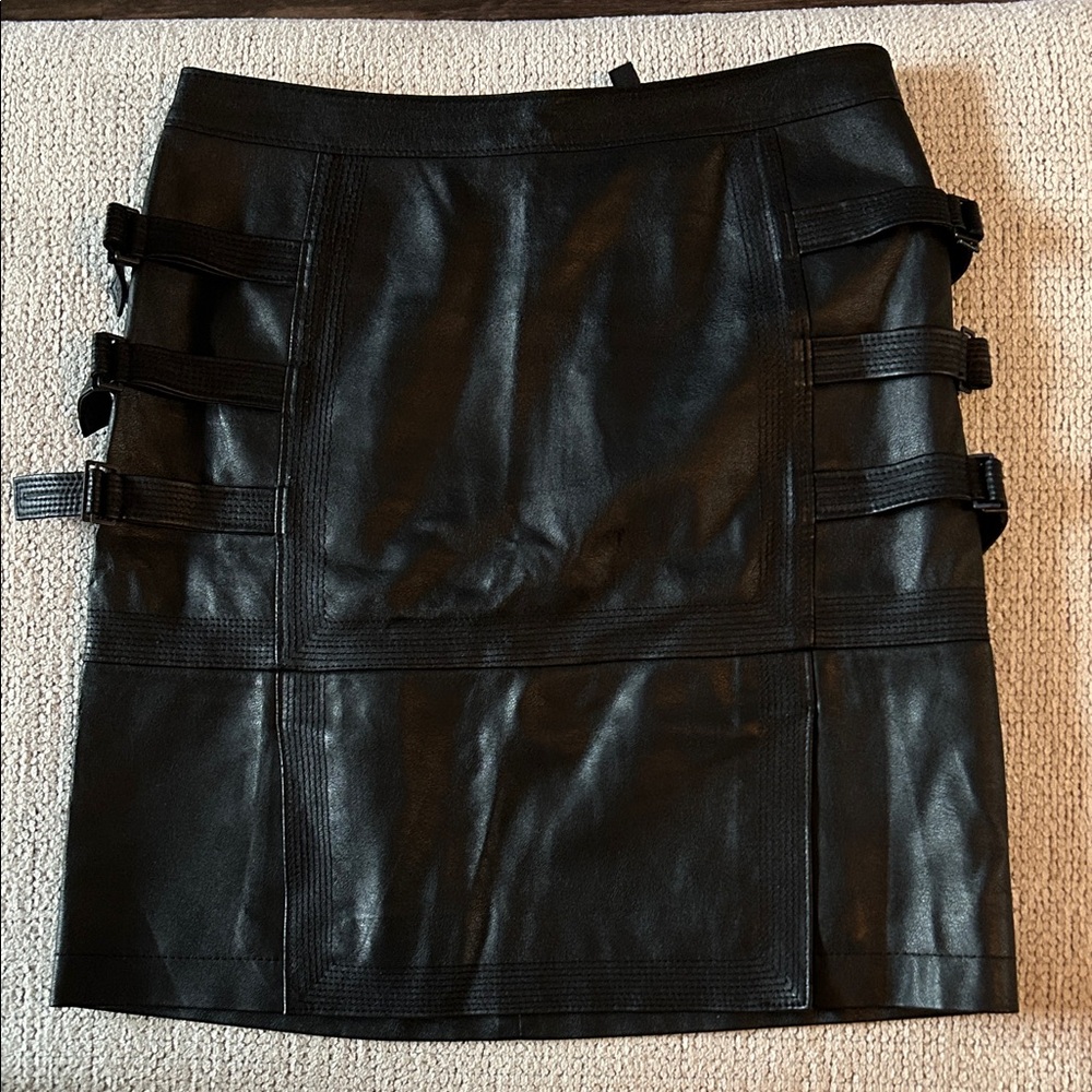 BCBGMaxAzria Black Mini Skirt with Strap Accents